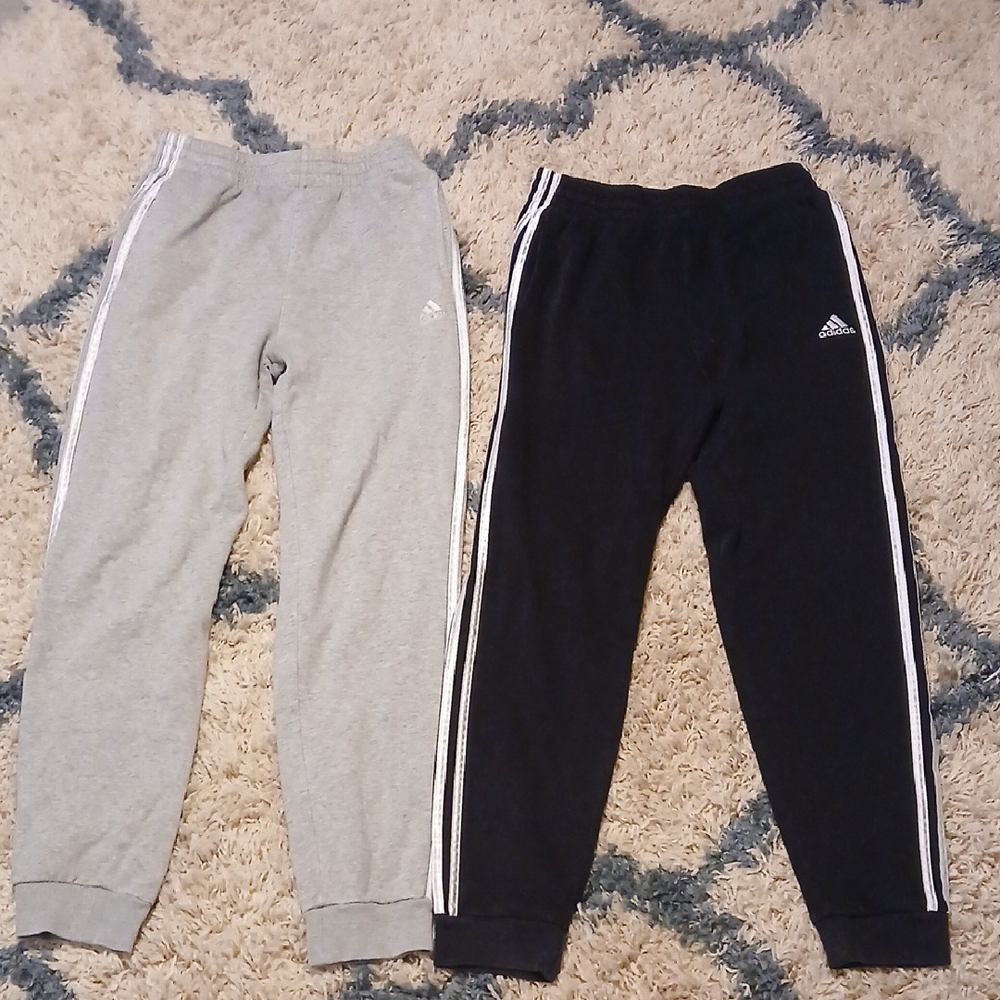 2 Pairs Adidas Gray and Black Sweatpants Kids XL 16-18